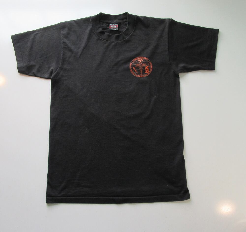 Vtg. USAMRIID United States Army Bio Hazard Black Tee Shirt M Single Stich Rare